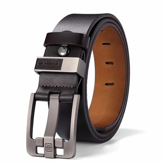Leather Waistband with Anti-Scratch Pin Great for Jeans Cowboy & Work Wear Casual Alloy Buckle Belts Bison Denim Men's Belt 