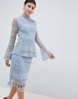 Thumbnail for your product : PrettyLittleThing Lace Bell Sleeve Midi Dress