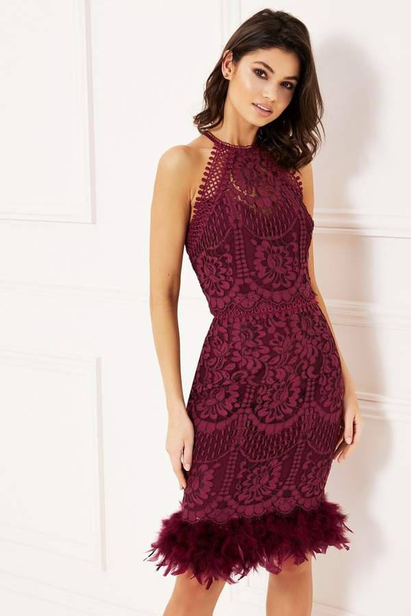 lipsy all over sequin scallop bodycon dress