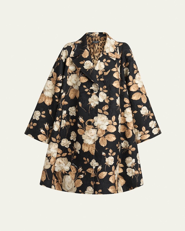 Dolce & Gabbana Floral Print Crinkle Coat