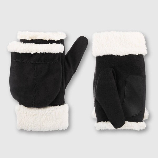 Isotoner Microsuede Flip Top Mittens Black L/XL ShopStyle Girls