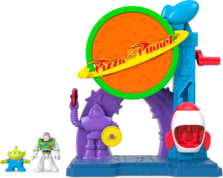 Imaginext Disney and Pixar Toy Story Pizza Planet Playset With Action Figure & Toy Rocket
