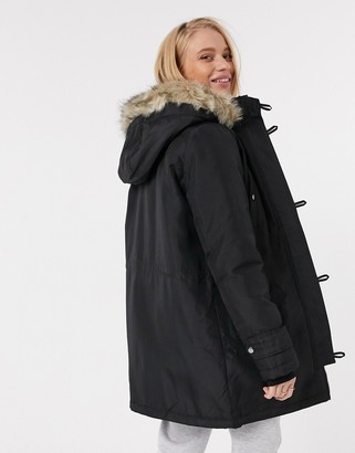 Vero Moda parka with faux fur hood in black - ShopStyle