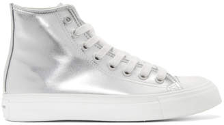 Junya Watanabe Silver Synthetic Leather High-Top Sneakers