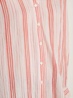 Masscob V Neck Striped Cotton Top - Womens - Pink Stripe