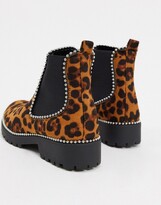Thumbnail for your product : Truffle Collection flat chelsea boots in leopard