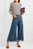 Thumbnail for your product : See by Chloe Scalloped High-rise Wide-leg Jeans