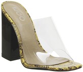 Thumbnail for your product : Ego Brooke Transparent Block Heel Mules Yellow Snake Black