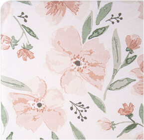 Floral Fitted Crib Sheet, Pink and Green, Parker Collection by Crane Baby