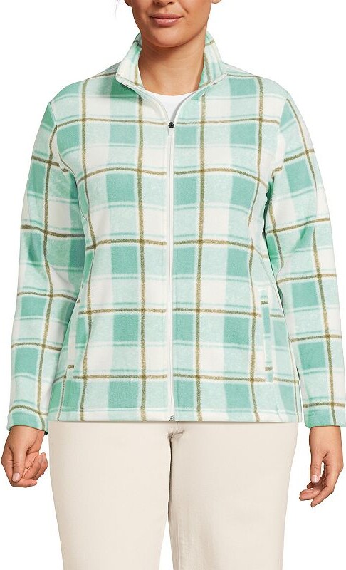 Lands' End Plus Size Anyweather Fleece Full Zip Print Jacket