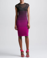 Thumbnail for your product : Missoni Ombre Knit Cap-Sleeve Sheath Dress, Brown/Pink