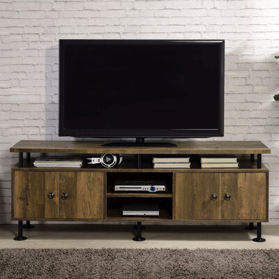 One Allium Way 60-Inch Tv Stand With 4 Open Compartment Rustic Oak And Black