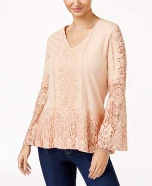 Style&Co. Style & Co Lace Bell-Sleeve Top, Created for Macy's