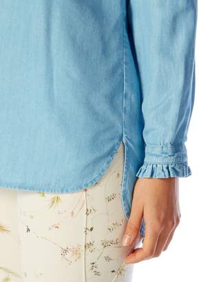 Oui Denim blouse with frill