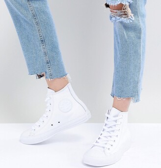 white leather converse high tops womens