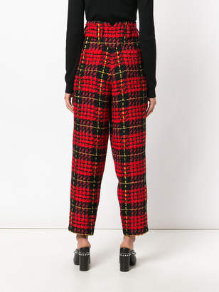 Balmain tartan high-waisted trousers