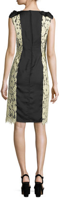 Marc Jacobs Sleeveless Lace-Overlay Sheath Dress, Pale Yellow