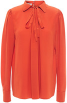Thumbnail for your product : Valentino Pussy-bow Shirred Silk Crepe De Chine Blouse
