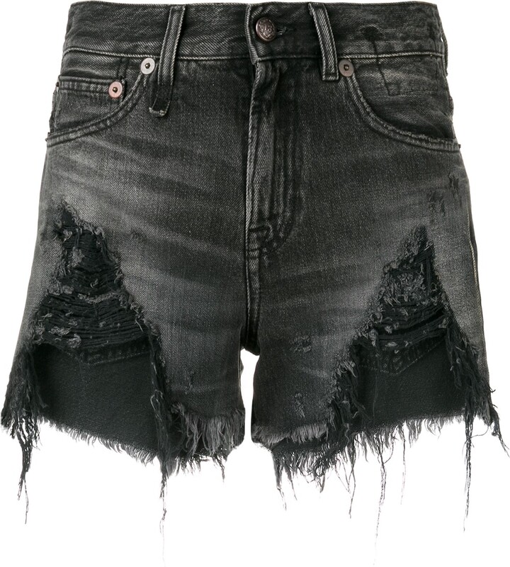 black ripped denim shorts