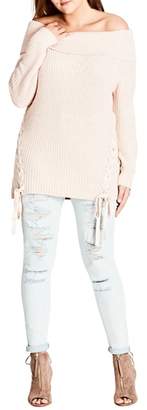 City Chic Intertwine Convertible Lace-Up Pullover