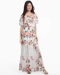 White House Black Market Off-the-Shoulder Floral Maxi Dress