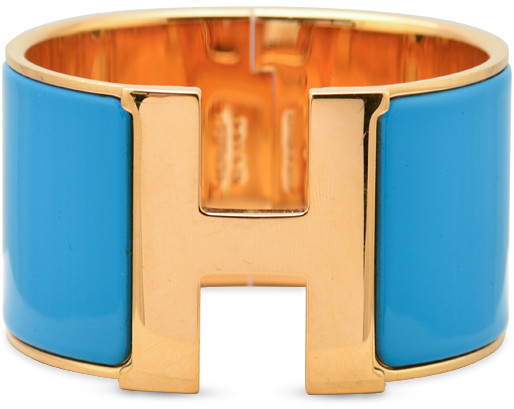 Hermes Wide Clic Clac XL H Bracelet (Blue/Yellow Gold Plated) - ShopStyle
