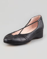 Thumbnail for your product : Taryn Rose Freeca Ruched Crisscross Ballerina Flat, Black