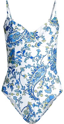 Milly Paisley Print Underwire One-Piece