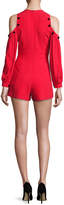 Thumbnail for your product : Alexis Asher Button-Trim Cold-Shoulder Romper