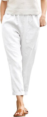 Linen pants with elastic waistband/ summer trousers with pockets/ everyday trousers/ office pants/ mint pants/ comfortable pants Kleding Dameskleding Broeken & Capriboeken Capris 