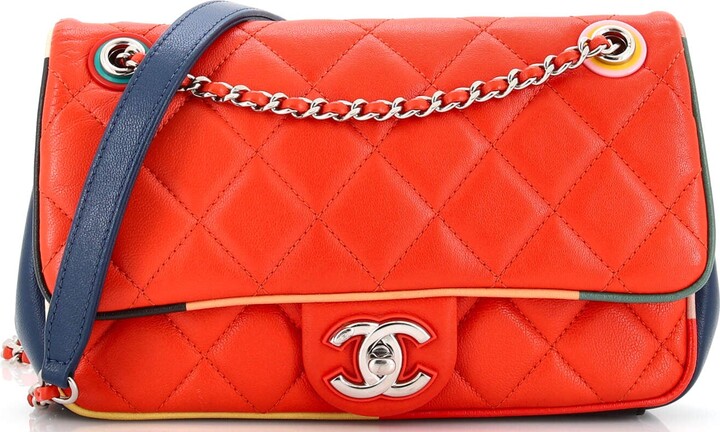 Chanel 2.55 Quilted Lambskin Medium Flap Bag Cuba Multicolor Silver Hardware