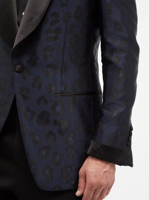 Tom Ford Atticus Leopard-jacquard Satin Tuxedo Jacket - Blue Multi