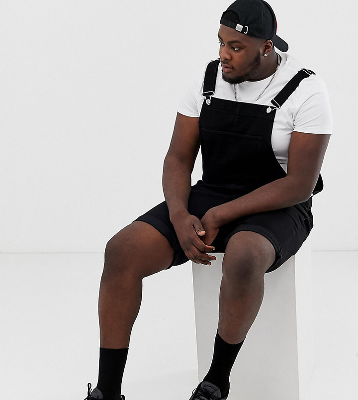 black overall shorts mens