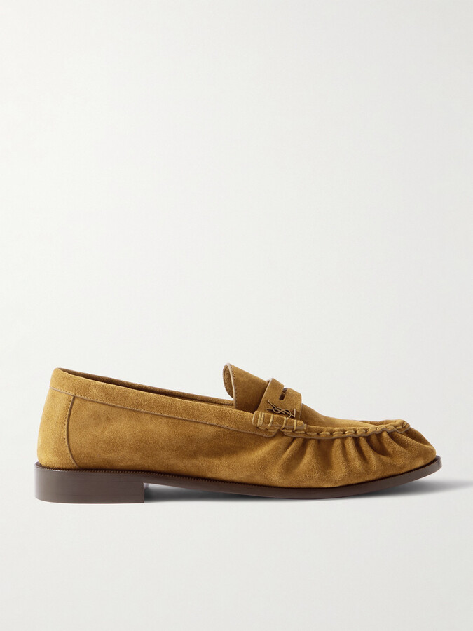 Saint Laurent Le Loafer Monogram Logo-Appliquéd Suede Penny Loafers