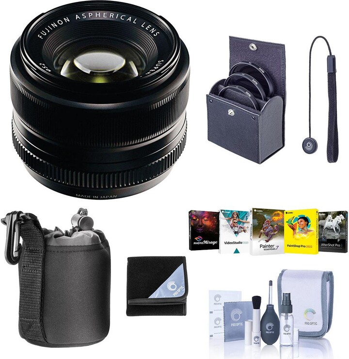 Fujifilm Xf 35mm f/1.4 Lens, Bundle with 52mm Filter Kit, Lens Pouch, Capleash, Cleaning Kit, Lens Wrap, Mac Software Package