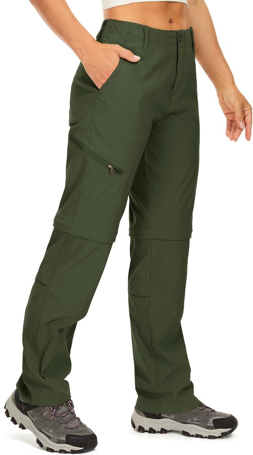 Jessie Kidden Women's Hiking Trousers Convertible Quick Dry Lightweight  Outdoor UPF 40 Fishing Safari Waterproof Travel Camping Capri Pants  #2192-Army