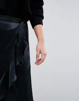 Thumbnail for your product : Simply Be Satin Wrap Frill Maxi Skirt