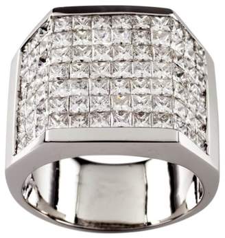 18K White Gold with Diamond Plaque Ring Size 13.5