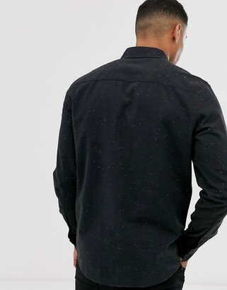 ASOS DESIGN regular fit nepp shirt with button down collar in black