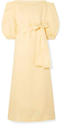 Lisa Marie Fernandez Rosie Off-the-shoulder Linen Maxi Dress - Pastel  yellow - ShopStyle