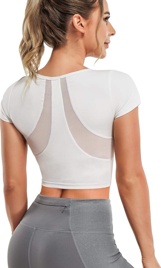 CADMUS Workout Crop Tops Women Racerback Dry Fit Athletic Shirts