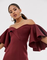 Thumbnail for your product : Asos Tall ASOS DESIGN Tall cape flutter bardot midi dress