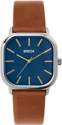 BREDA Visser Square Leather Strap Watch, 35mm