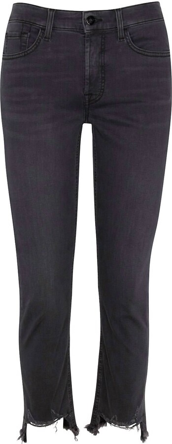 Jen7 Women's Ankle Straight Jeans In Washed Black