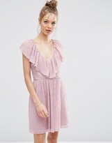 Thumbnail for your product : Asos Design ASOS Soft Ruffle Lace Plunge Mini Dress