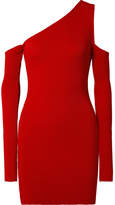 Thumbnail for your product : Amiri Cutout One-shoulder Ribbed-knit Mini Dress