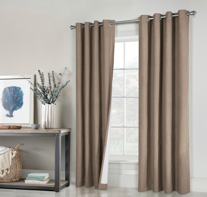 Loft Living Vienna Total Blackout Foamback Grommet Curtain Panel Pair each 52" x 95" in Pebble