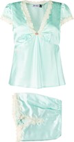 Thumbnail for your product : Rixo Green Maddy Lace Trim Pyjamas