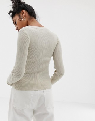 ASOS DESIGN scoop neck jumper with buttons