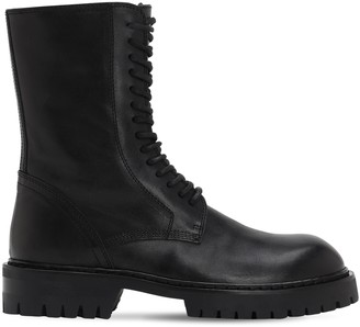 Ann Demeulemeester 30mm Brushed Leather Combat Boots
